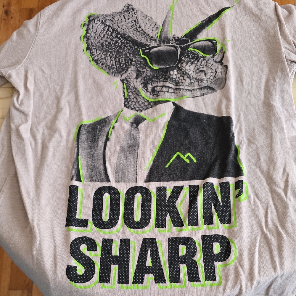 The Children's Place Gray Long Sleeve Tee with Black & Neon Green Dino Graphic